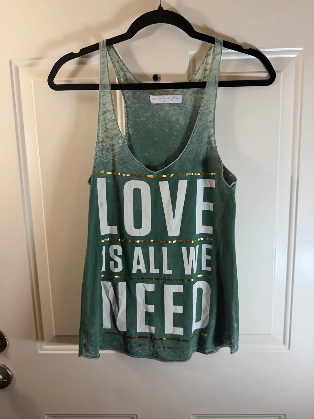 Spiritual Gangster Love Is All We Need Tank Women’s Size S Green 0643